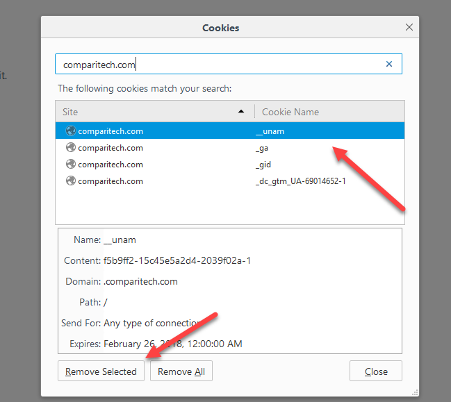 FireFox Search Clear Cookies 2