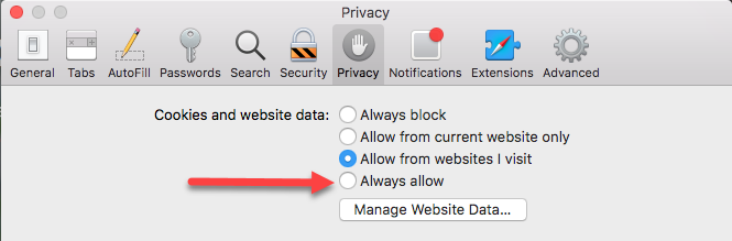 Safari Managing Cookies Preferences